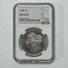 1886 $1 Morgan Silver Dollar NGC MS63 PL Prooflike Blast White Mirror Fields