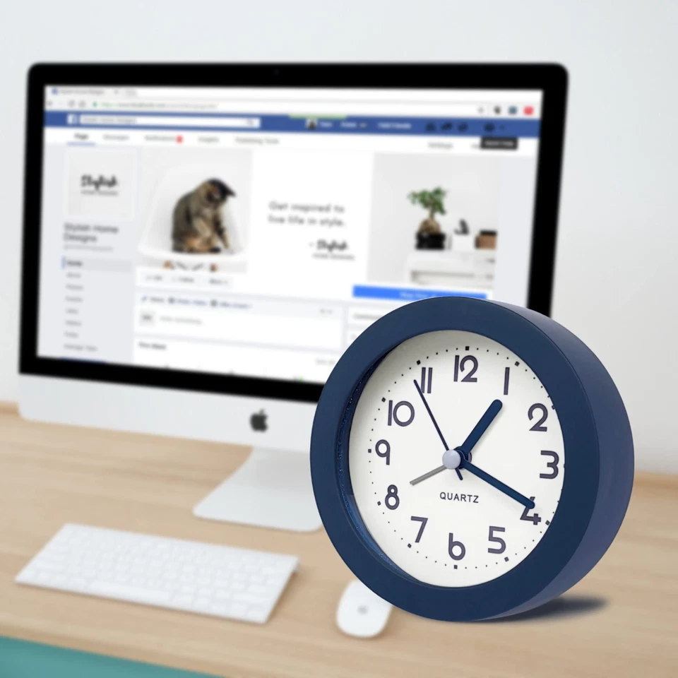 Alarm Clock with Backlight 4.5 Inches Cute Analog Round Digital Quartz Clock ... - Image 2 of 4