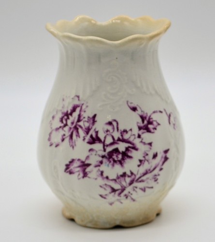 Warwick China Transferware Flowered Toothbrush Holder Antique 5-¼’ Tall F-5