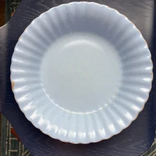 Vintage Blue Terracotta French Country Serving Bowl 11.5" Painted Pottery Rustic