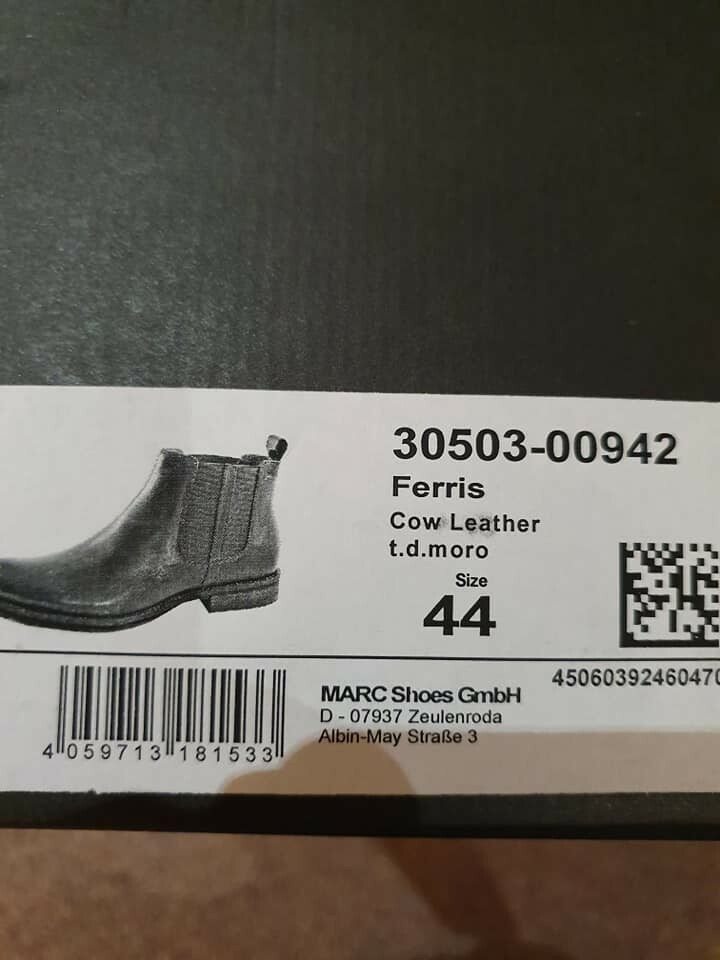 Bottines MARC Homme Cuir - Marron - Pointure 44 EU/9.5 UK - Neuves En Boîte