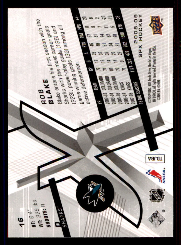 2008-09 SPx #16 Rob Blake - Image 2 of 2