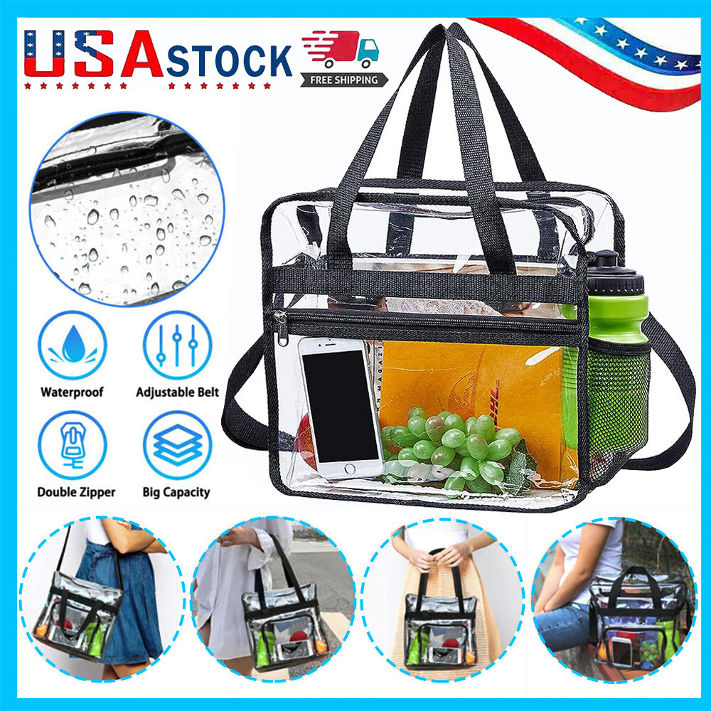 Transparent PVC Stadium Approved Clear Tote Bags with Handles for Beach Concert