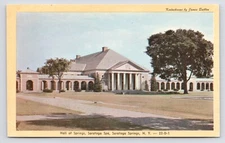 Saratoga Springs New York NY Hall of Springs Exterior 1950s Vintage Postcard