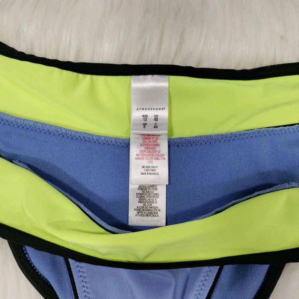 Atmosphere Colorblock Bikini Set With Underwire HighCut Bottom Blue Yellow 8-10 - Image 2 of 4