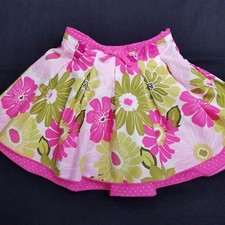 Girls Skirt Pink Floral Pleated Layered Handmade Size 4T