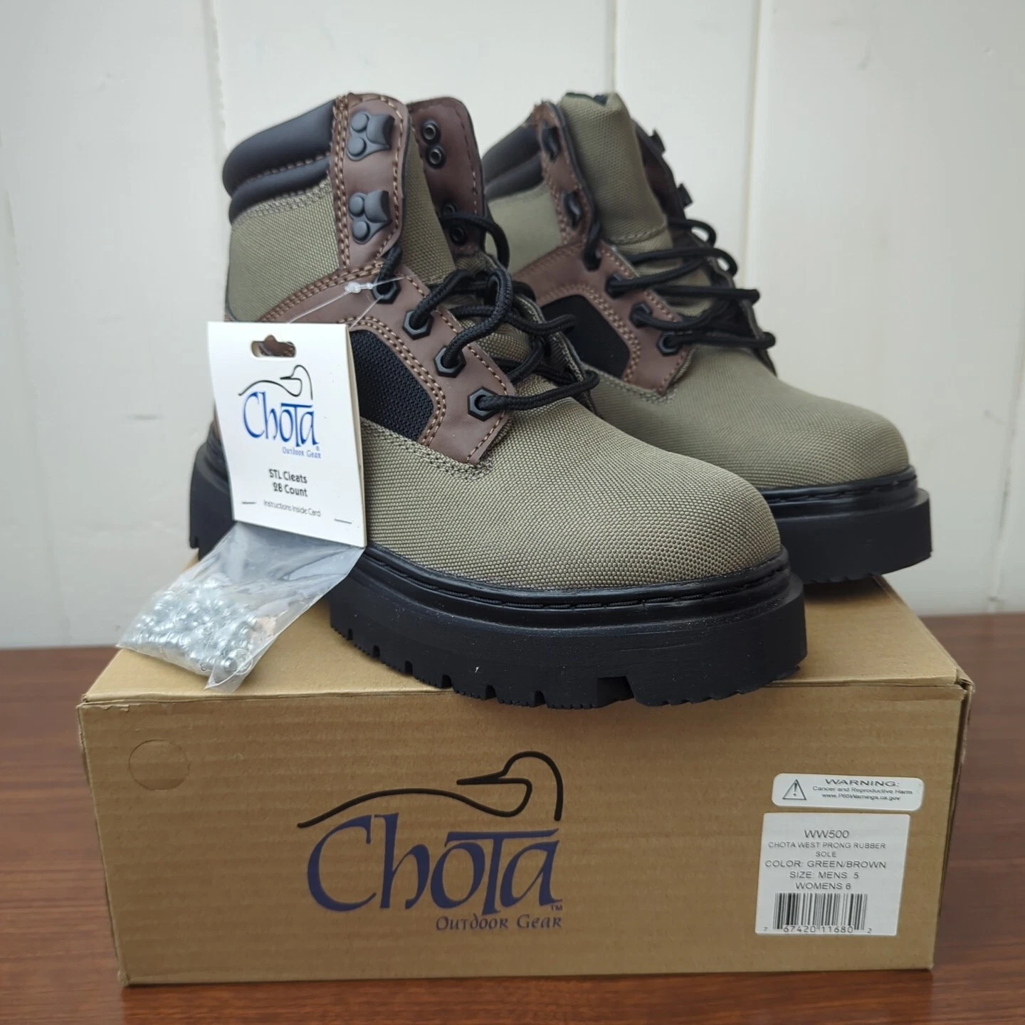 Chota West Prong Wading Boot - Studded STL Rubber Sole - Size 5 Mens - FREE SHIP
