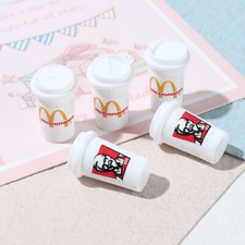 10PC 1:12 Scale Miniatures Dolls House Cola Drinks Cups Fast Food Restaurant