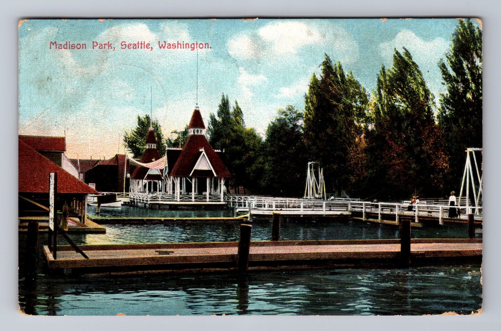 Vintage Seattle Madison Park WA Washington Postcard Old View Standard Mail