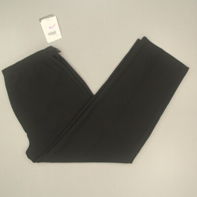Emma & James Liz Claiborne Womens Career Pants Size 14 Black Red Pin Striped NOS