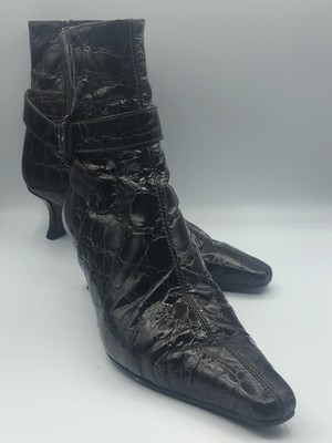 patent leather kitten heel boots