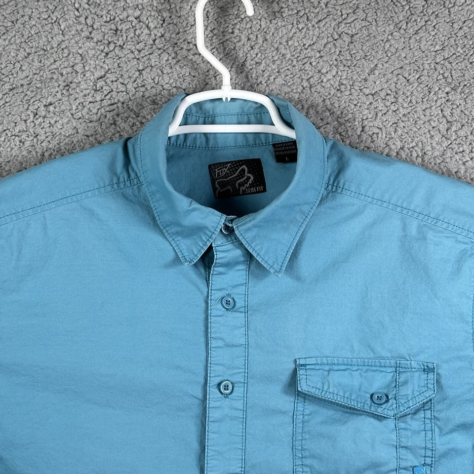 Fox Racing Long Sleeve Shirt Men’s Large Slim Fit Pockets Button up Preppy - Image 2 of 4