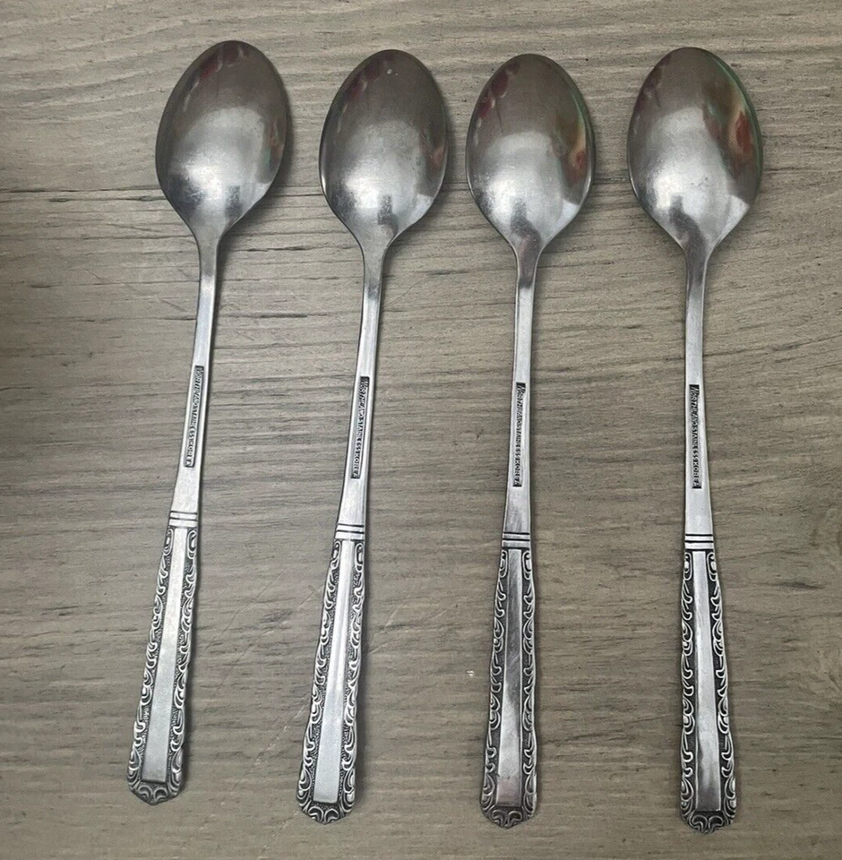 Juego de 4 cucharas de té helado Northland Stainless Korea Surf Club borde desplazamiento Foto 2 de 4