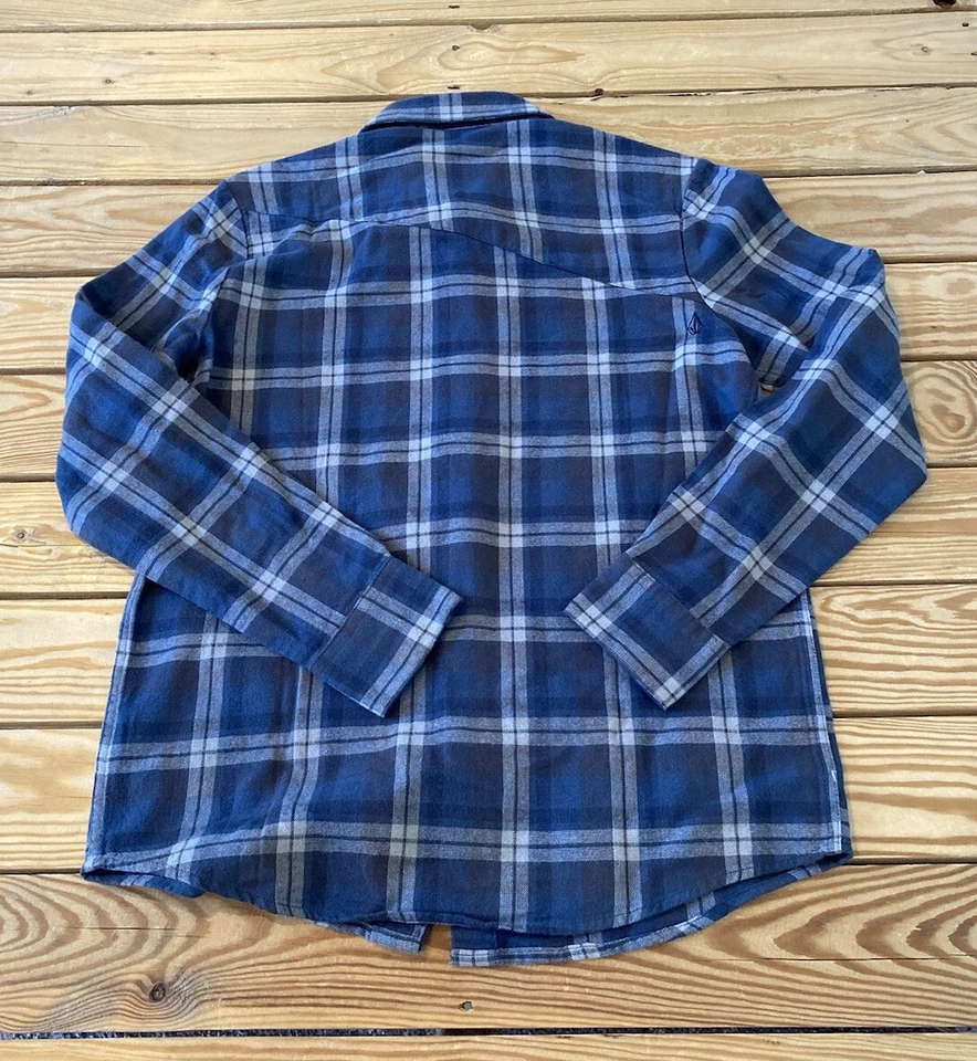 Volcom Men’s Check Button Up Shirt Size XS Blue B3 - Image 2 of 4