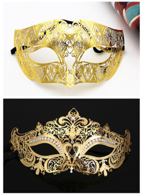 SN-A1-2  Men Women Masquerade Eye-Mask Venetian Costume Party Accessories Gold