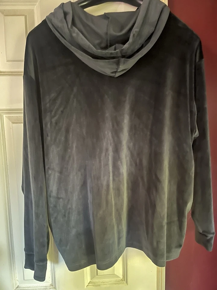 Victoria Secret/Pink Velour Hoodie Size XXL Black - Image 2 of 4