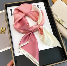 100% Mulberry Silk Shawl Scarf Pink petal Print Bandanna Square 65X65cm Wrap new