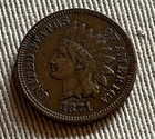 1871 Indian Head Cent Penny, Scarce Key Date