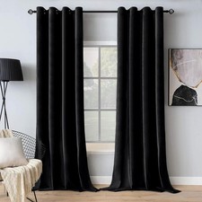MIULEE Black Velvet Curtains 84 Inches Long 52"W x 84"L Pack of 2 ,