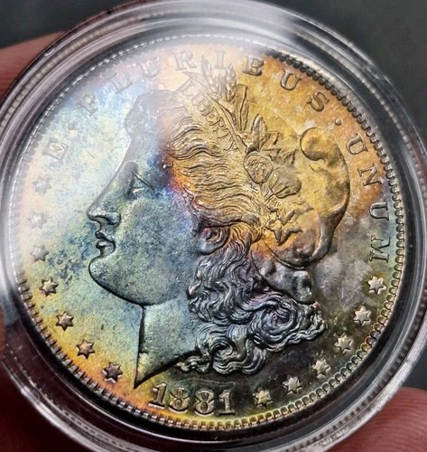 1881 S Morgan Dollar MS+ Mirrored Fields With Double Sided Toning