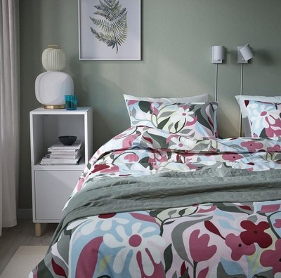 Korskovall  Ikea Bettwäsche Set große Blumen geblümt Trendfarben 240x220 Kissen