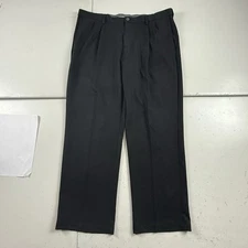 Haggar Pants Mens 40x30 Black Cool 18 Pro Classic Fit Pleated Classic Casual