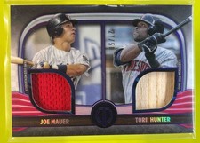 2022 Topps Tribute Joe Mauer Torii Hunter Dual Relics 2 Purple /50 #DR2-MH MEM