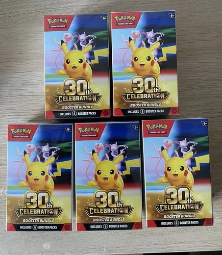 5x Pokémon TCG 30th Celebration Booster Bundle Box Brand New Sealed Lot
