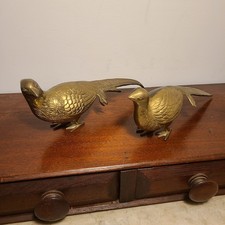 Antique Vintage Pair of Brass Pheasants 13 