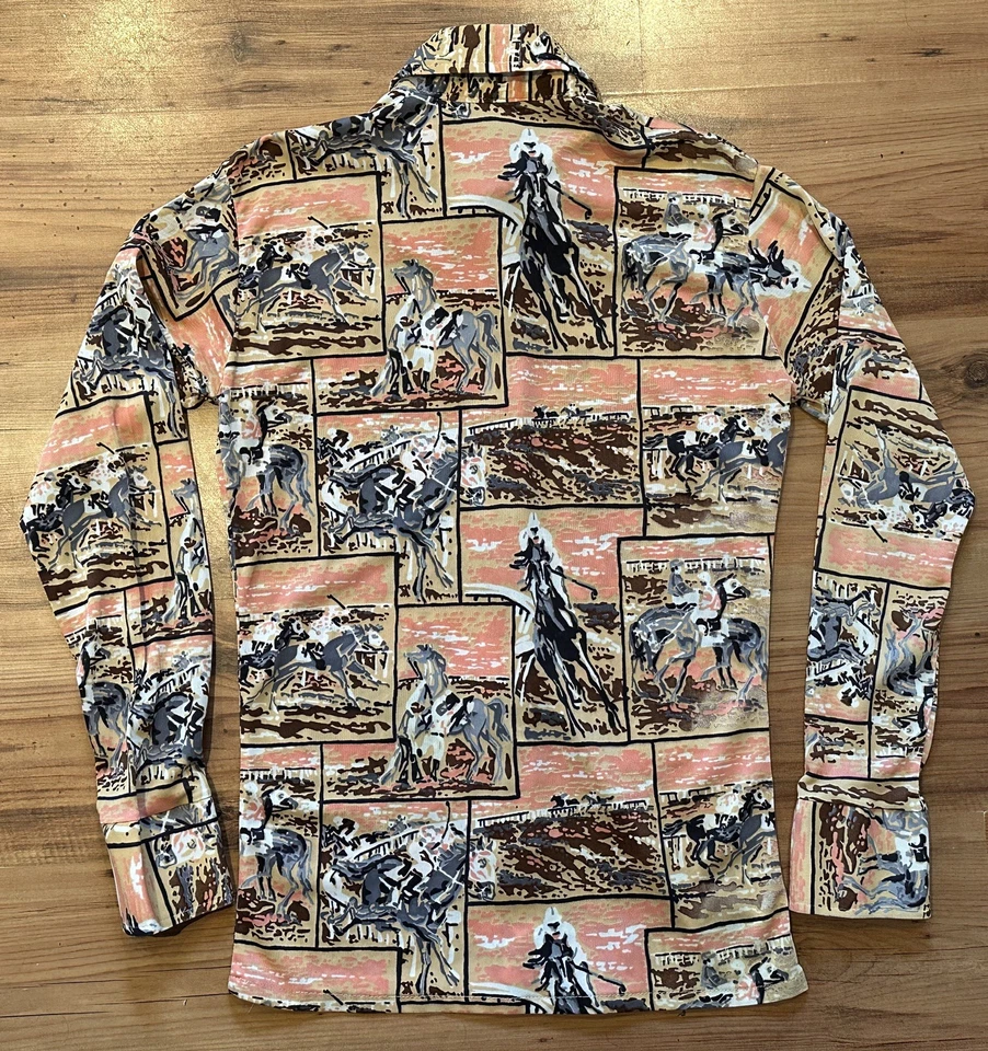 Vintage Cuello Daga Años 70 Abotonado Talla S/M Rodeo Vaqueros, Defectos (ver descripción) Foto 3 de 4