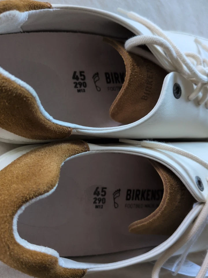 Birkenstock Bend Zapatillas bajas para hombre 12 regulares de cuero blanco visón gamuza Nuevas con etiquetas Foto 2 de 4