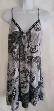 Studio Donatella Women's Size Large Nightgown Chemise Lingerie Gown Black White 