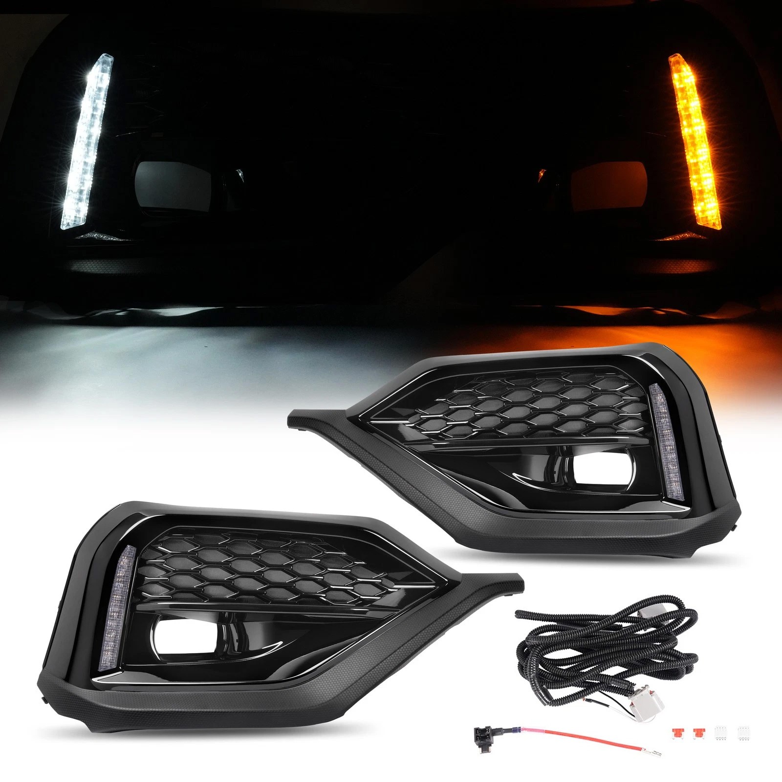Driver & Passenger Side LED Turn Signal DRL Fog Bezel Light For Subaru WRX 22-24