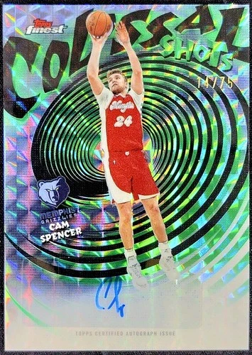 2025-26 Topps Finest Cam Spencer /75 Auto Green Geometric Colossal Shots CS-CS