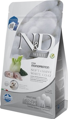 FARMINA N&D White Dog Adult Medium Maxi Sea Bass, Spirulina, Fennel 2 kg