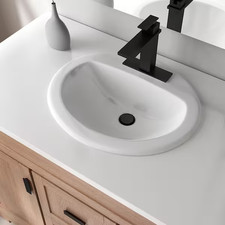 Home Glacier Bay 19in Drop In Round Bathroom Sink White 4in Centerset China
