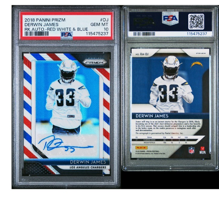 DERWIN JAMES 2018 Panini Prizm ROOKIE AUTOGRAPHS DJ RED/WHITE/BLUE PRIZM