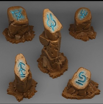 Sci-Fi Glyph Stones  Legion Terrain Scenery Tabletop Miniatures 28mm Wargames