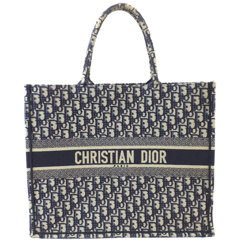 Sac fourre tout Dior Book moyen bleu marine beige toile oblique