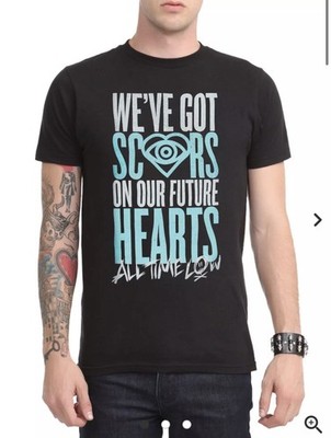 VTG All Time Low Shirt Large Scars Heart Black Graphic Band Tee Grunge 