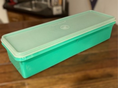Vtg Tupperware Vegetable Crisper Food Storage Container 892 Green 12'' Lid