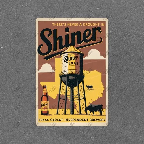 Vintage Shiner Beer Metal Sign Texas Brewery Decor Collectible #191196