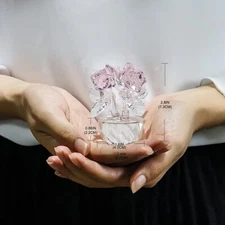 QFkris Pink Crystal Rose Bouquet Flower Figurine Glass Ornament Collection 