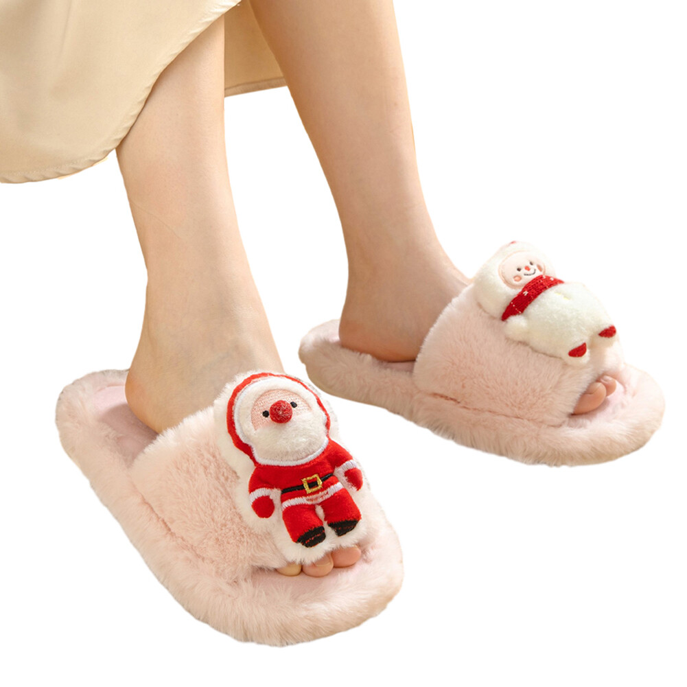 SAOLA Pantofole stampate natalizie casual fodera in pile scarpe comode suola in gomma pantofole