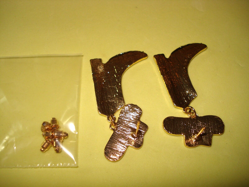 Baby Blue Rhinestone Enamel Cow Girl Hat n Boots Dangle Hook Earrings New! - Picture 3 of 3