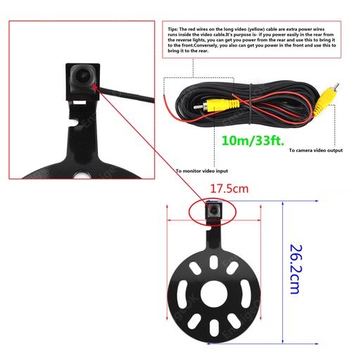 Rear View Backup Camera w/ Spare Tire Bracket Kit For 2007-2018 Jeep Wrangler JK - Picture 12 of 22