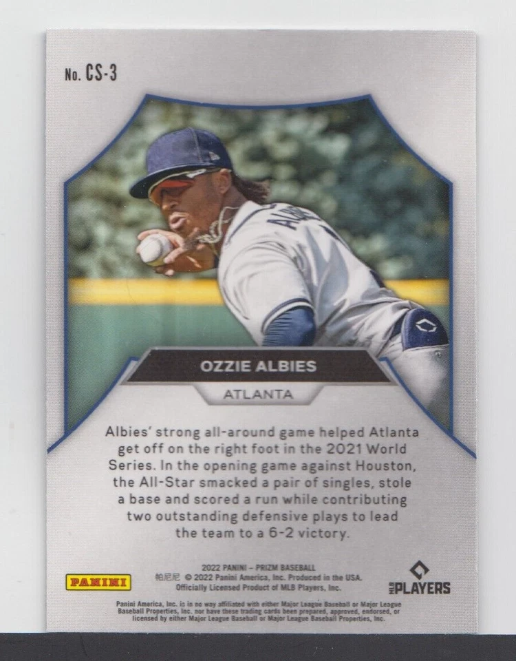 OZZIE ALBIES : MLB - 2022 -PANINI PRIZM CHAMPIONSHIP STAGE - CARD No # CS-3 - Image 2 of 2