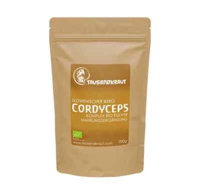 TAUSENDKRAUT FÜR MEHR LEBENSQUALITÄT! Cordyceps Vitalpilz Pulver BIO (200g) aus den Bergen Sloweniens EU Herstellung