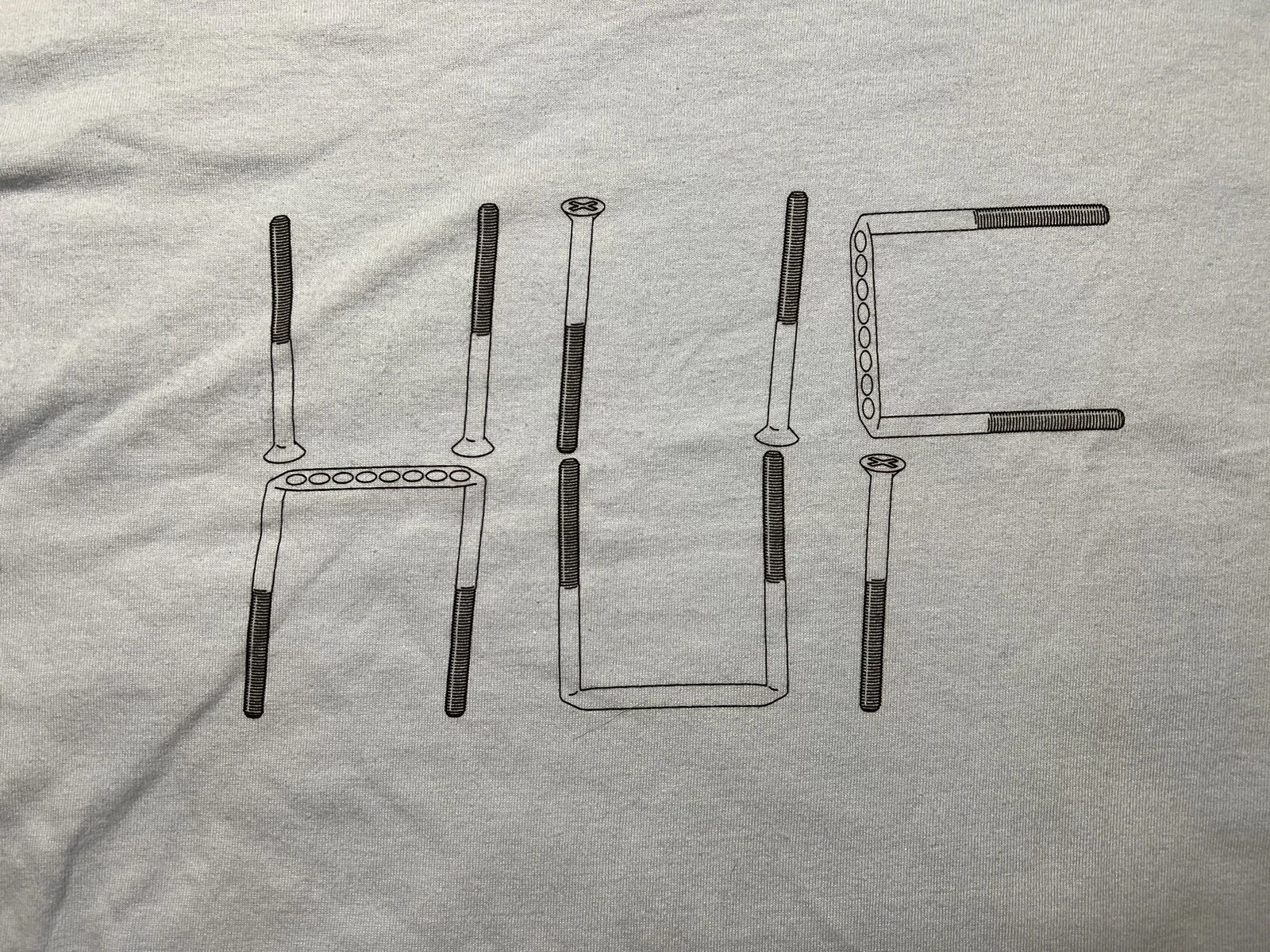 T shirt vintage mi 2010 HUF SF Bolts bleu clair moyen Keith Hufnagel Supreme