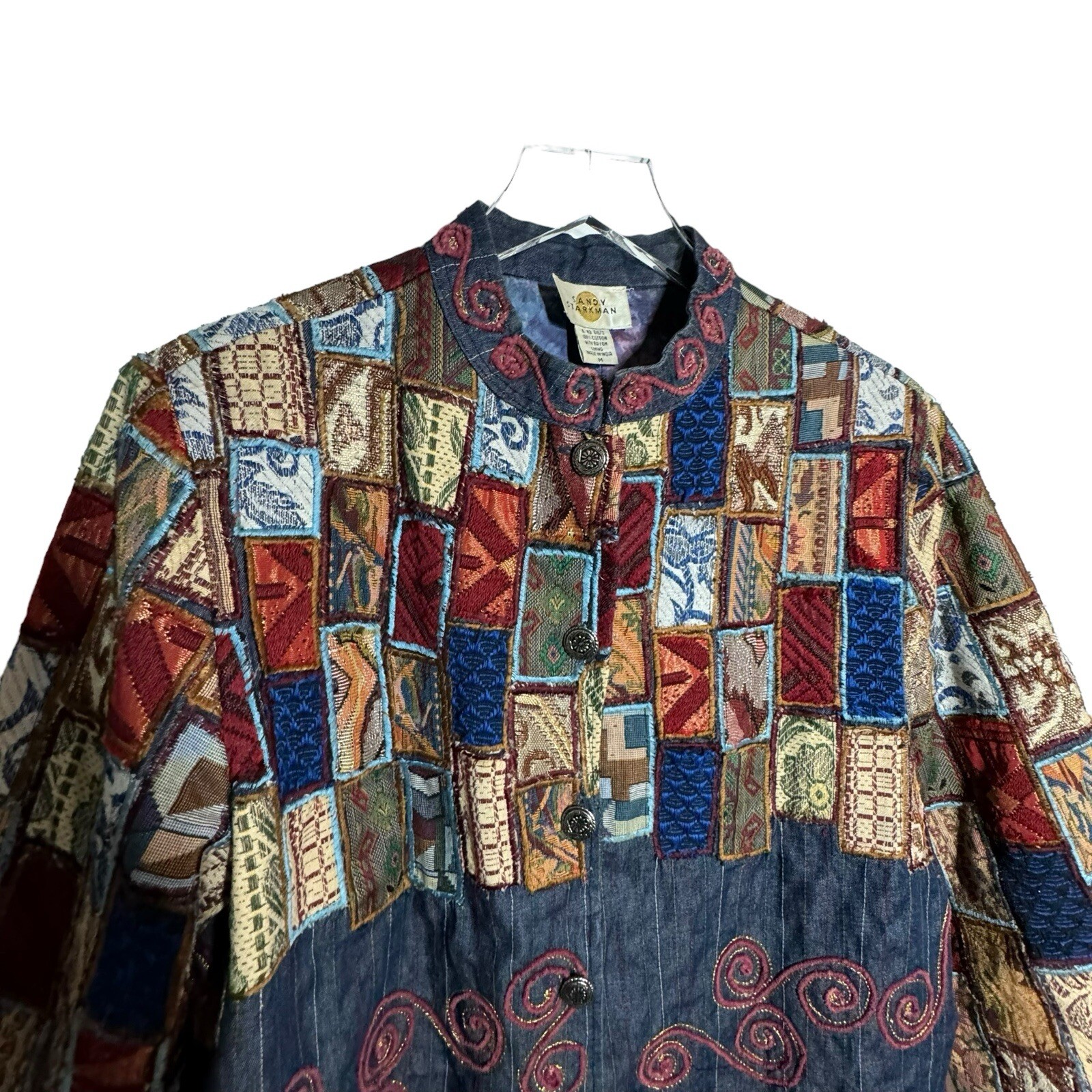 Sandy Starkman Vintage Patchwork Embroidered Coat… - image 3